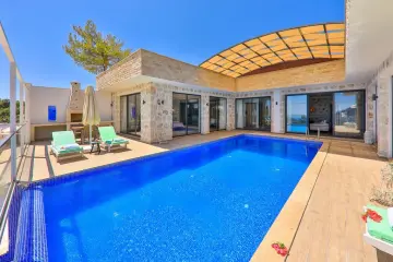 Heated Pool Jacuzzi Sauna Villa in Kalkan Islamlar | Villa Slim 8
